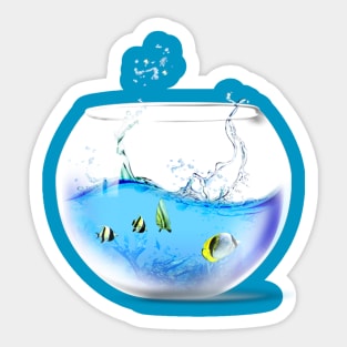 Tropic Fish bowl glass Sticker